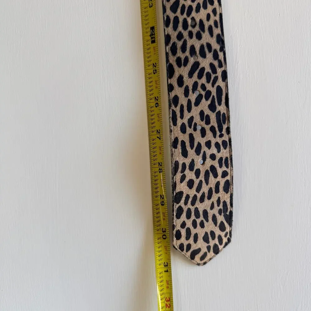 Vintage Made in USA Leopard Calf Hair Belt Brass Elephant Zebra Y2K Safari Small